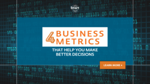 A blog header reading "4 Business Metrics That Help You Make Better Decisions"
